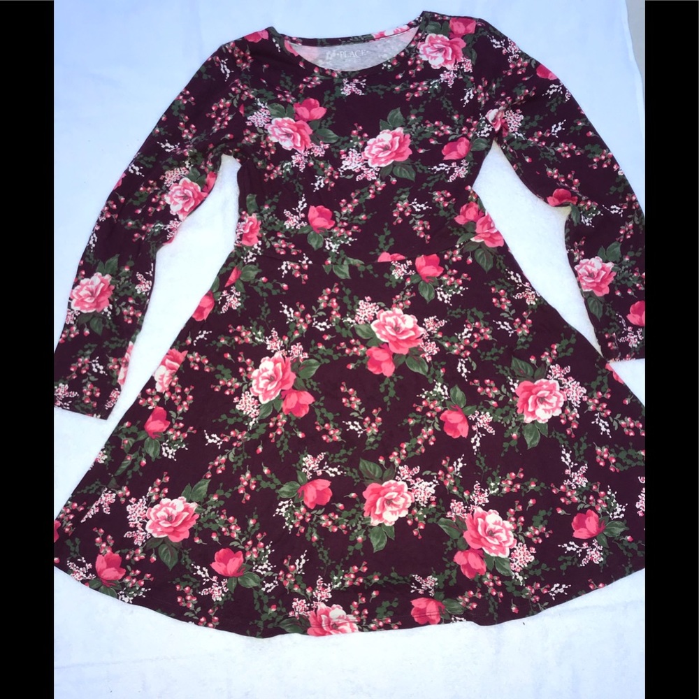 Children’s place maroon flower dress.